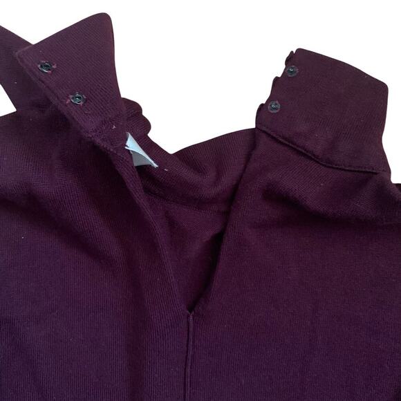 Eliza J Long Sleeve Mock Neck Fit & Flare A Line Burgundy Knit Dress Size M - Picture 7 of 12